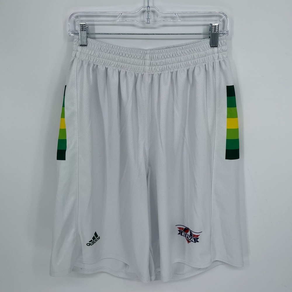 Adidas EIVA Men's White Striped Athletic Volleyball Shorts Size Medium